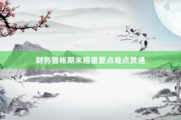财务管帐期末稽查要点难点贯通